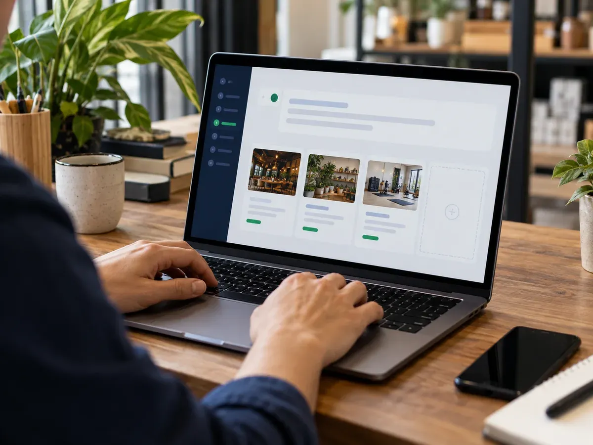 Notebook com interface ilustrativa de recomendações de empresas por inteligência artificial