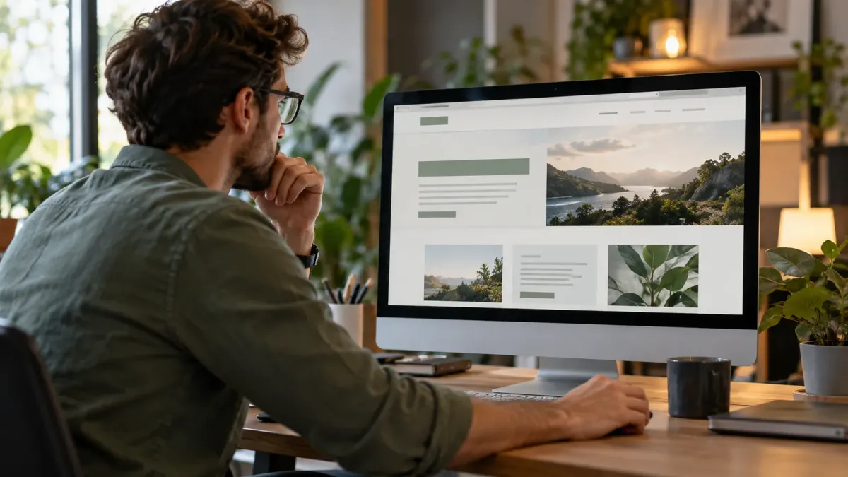 Revisão de título, imagem e conteúdo de uma página de site