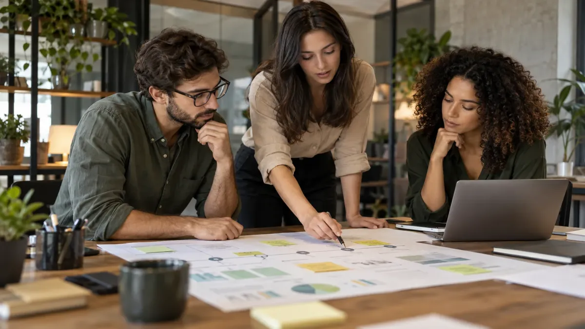 Equipe planejando etapas e prioridades de uma estratégia de SEO